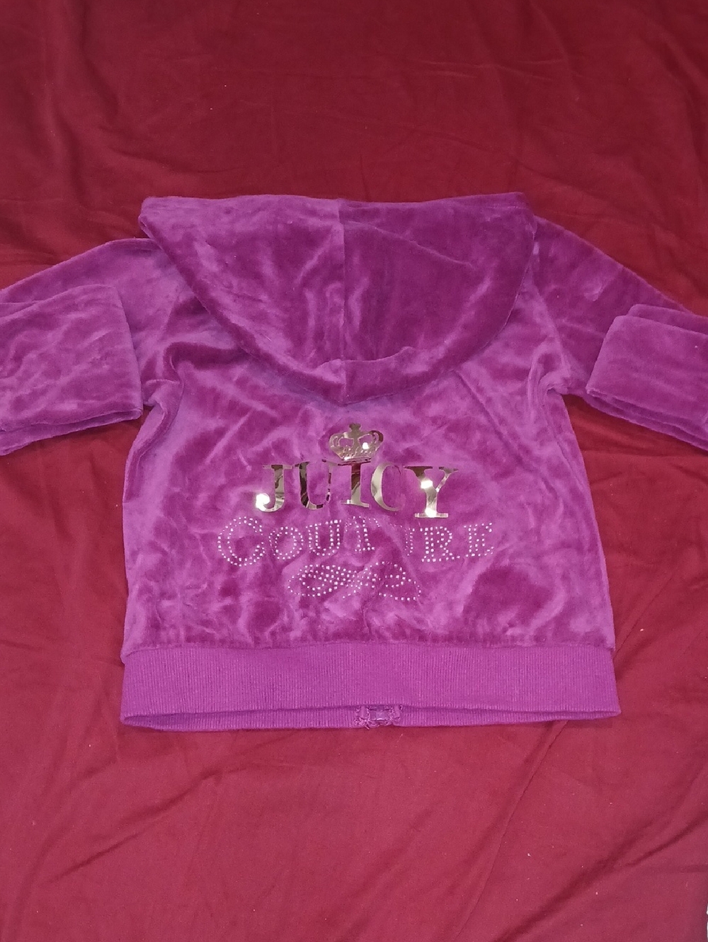 Juicy Couture Girls' Purple Velour Hoodie with Metallic Logo